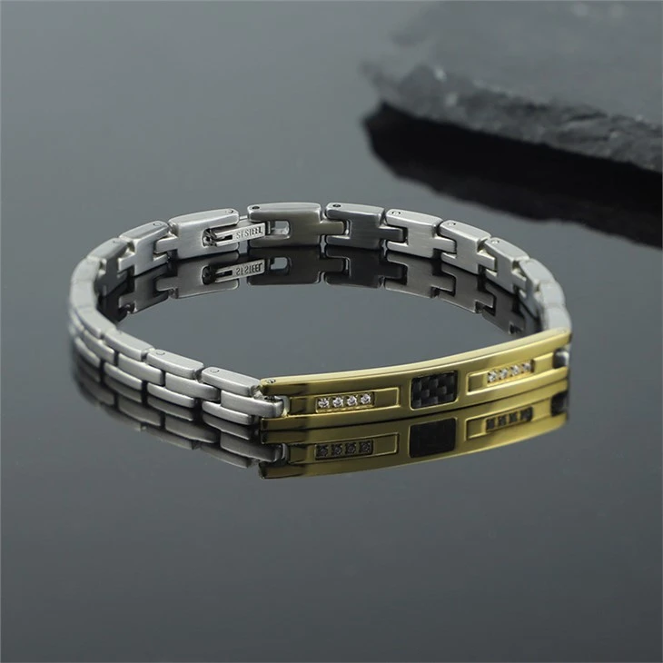 Stainless Steel Link Bracelet with Zirconia 02 Stainless Steel Link Bracelet with Zirconia 02