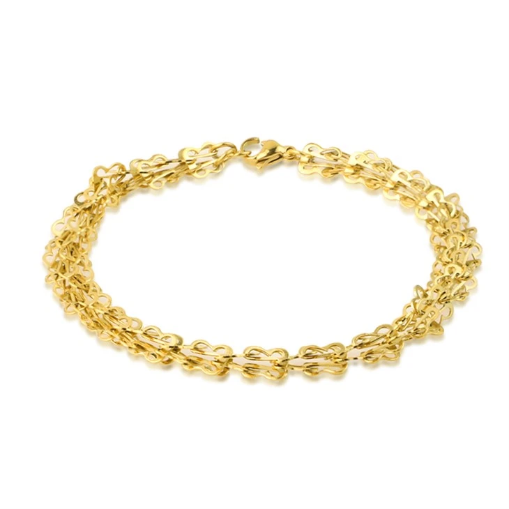 Gold Stainless Steel Interlink Chain Bracelet Gold Stainless Steel Interlink Chain Bracelet