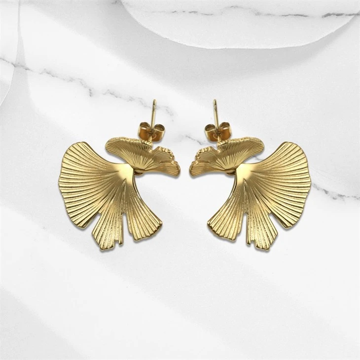 Gold Textured Ginkgo Leaf Statement Earrings best